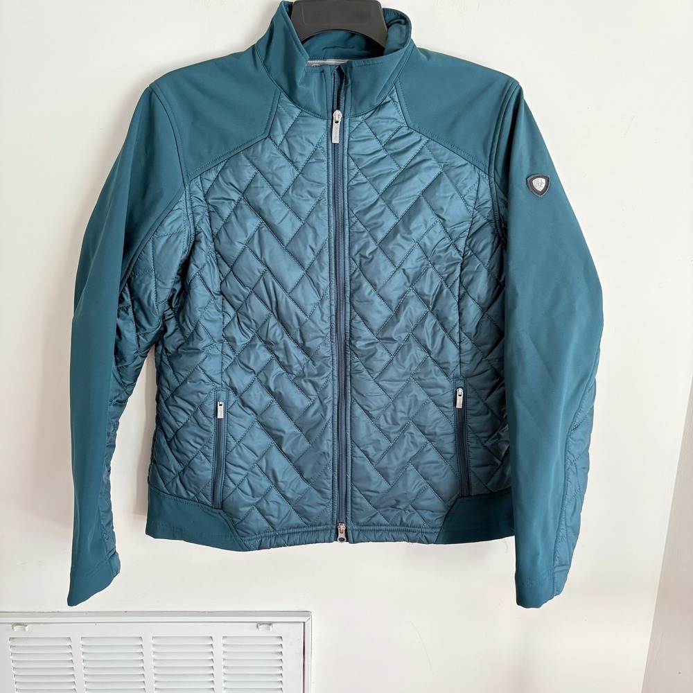 Ariat AriatTEK Quilted Softshell Jacket Womens Teal Blue Large Full Zip Hybrid